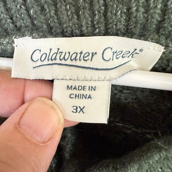 Coldwater Creek Cable Knit Sweater Green Womens 3XL XXXL Comfortable Comfort - Picture 2 of 8